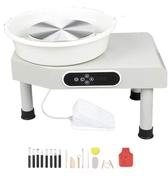 Electric Pottery Wheel 350W Digital Controls, Foot Pedal &amp; Extendable Legs
