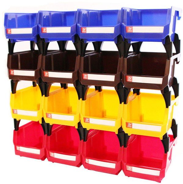 16 Plastic Garage Storage Bins Set for Tools &amp; Parts