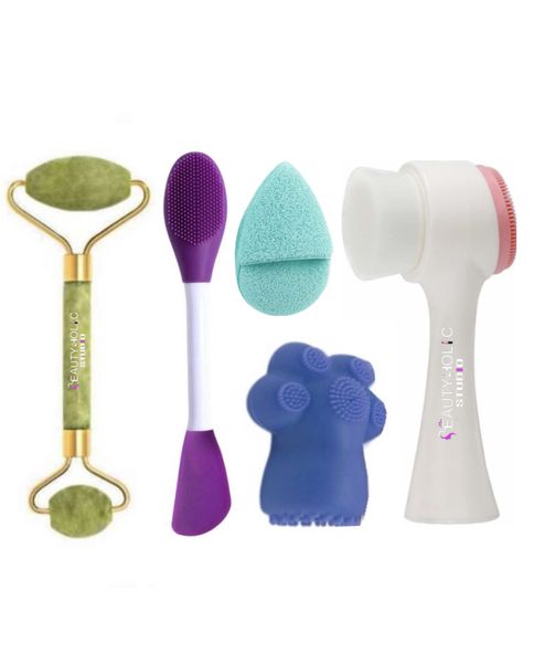 Exfoliating Silicone Face Cleansing Tools &amp; Roller Massager Set