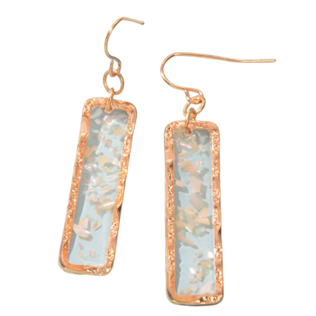 Shell Decor Acrylic Geometric Gold Plated Rectangular Pendant Drop Earrings Image
