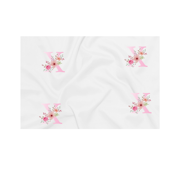 Baby Blanket - Pink Flowers - Letter X