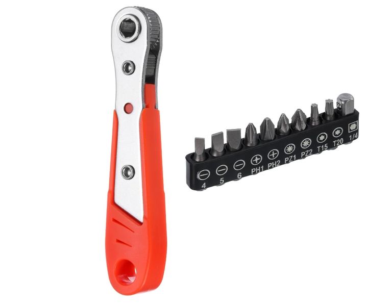 Ratchet Screwdriver Set With Multiple Interchangeable Bits - Red