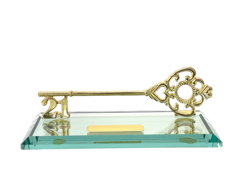 21st Key with Generic 21 Key on a Glass mirrorbase