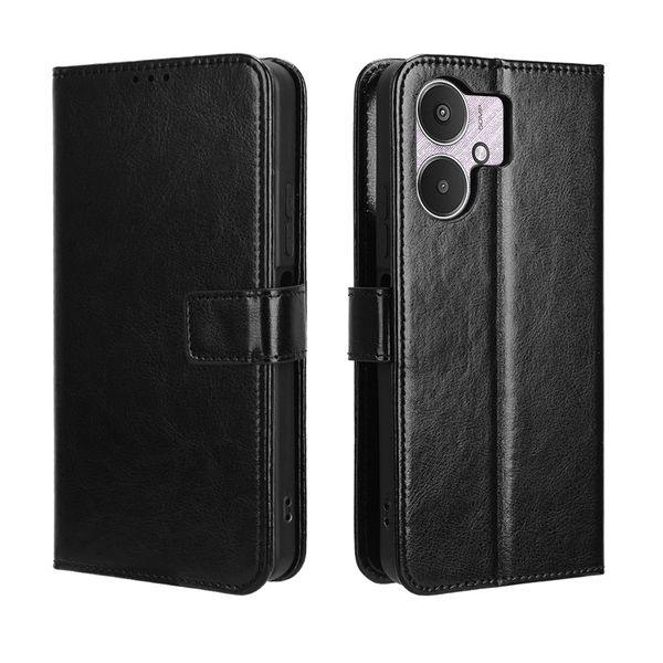 Leather Flip Cover Compatible With Redmi 13C 5G Crazy Horse Pattern Leather Cover