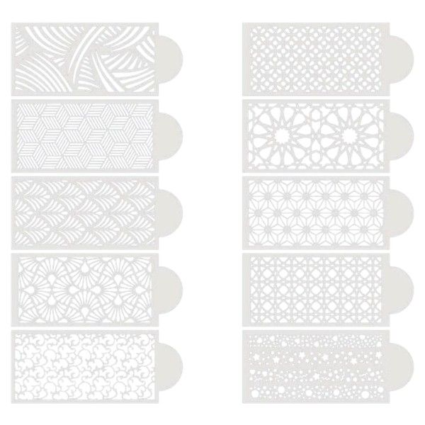 10 Piece - DIY Cake Decorating Stencil Set With Different Templates - White