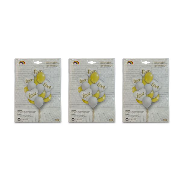 Balloons - Party Accessories - Foil - LOVE - Gold &amp; White -4 Pieces -3 Pack