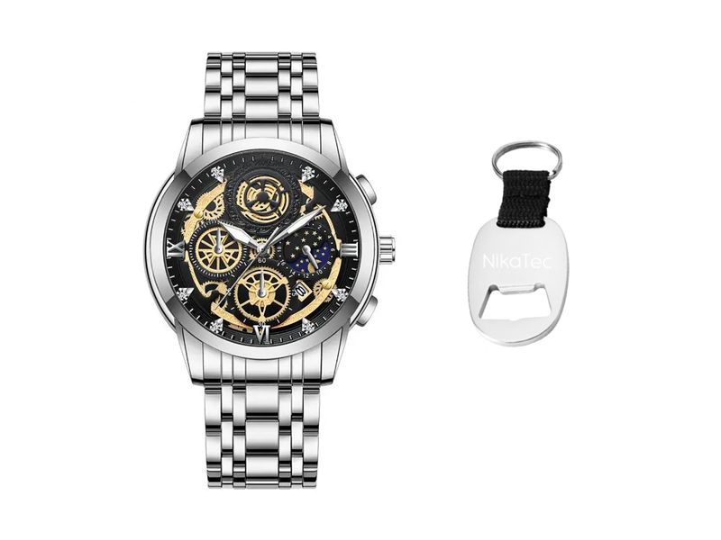 Aborni- Silver And Gold Stainless Steel Men's Watch