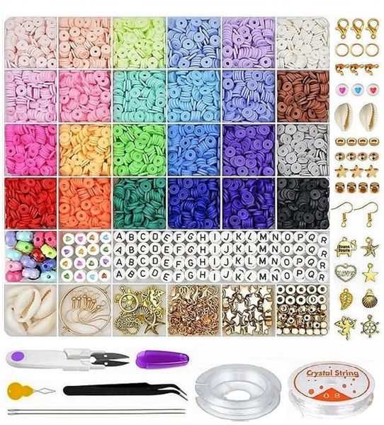 6000 PCS Clay Beads for Bracelet Making, Mixed Jewelry DIY, With Tools