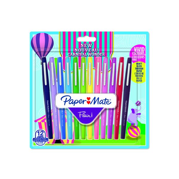 PAPER MATE Flair Carnival Medium 0.7mm 12 Assorted Markers