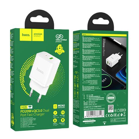 Fast Charging Adapter 20watt Dual Port-USB+Type C-20 Watts-Hoco N28, Shop  Today. Get it Tomorrow!