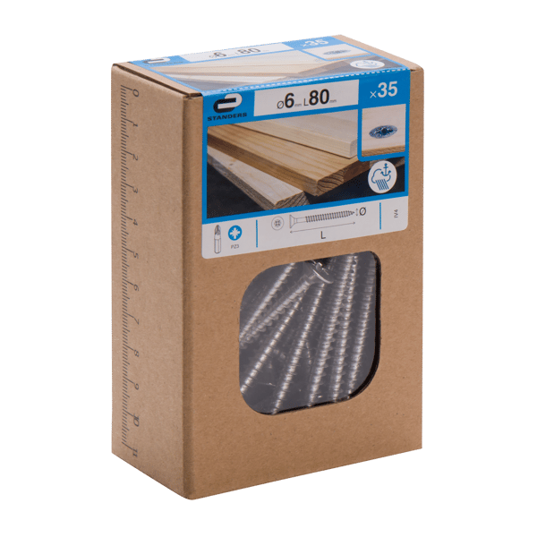 IV4 Chipboard Screw CS PZ Inox 316 / A4 6x80 35CB