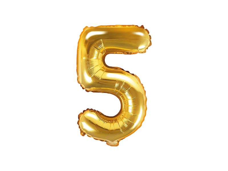 Foil Balloon Number "5", 35cm, Gold