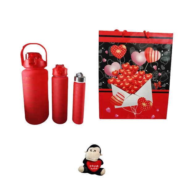 Valentines Day gift Motivational bottle, Cute Chimp and Gift Bag