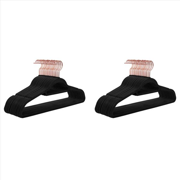 20Pack Velvet Hangers Non-Slip Felt Hangers For Coats(Black)