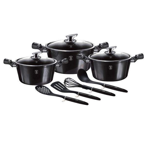 Berlinger Haus 10 Pieces Marble Coating Cookware Set - Carbon Pro Edition