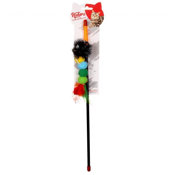 Natura Plush Caterpillar Cat Fishing Rod Toy