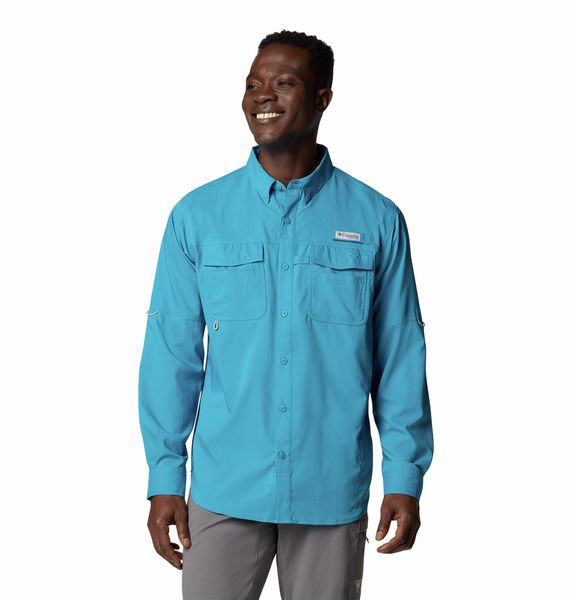 Columbia Men's Blood &amp; Guts V Long Sleeve Shirt Blue Echo