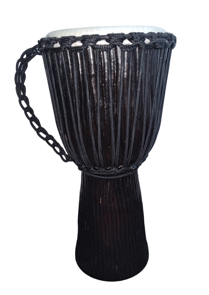 Djembe Drum Dark Carved Wood 24cm x 50cm