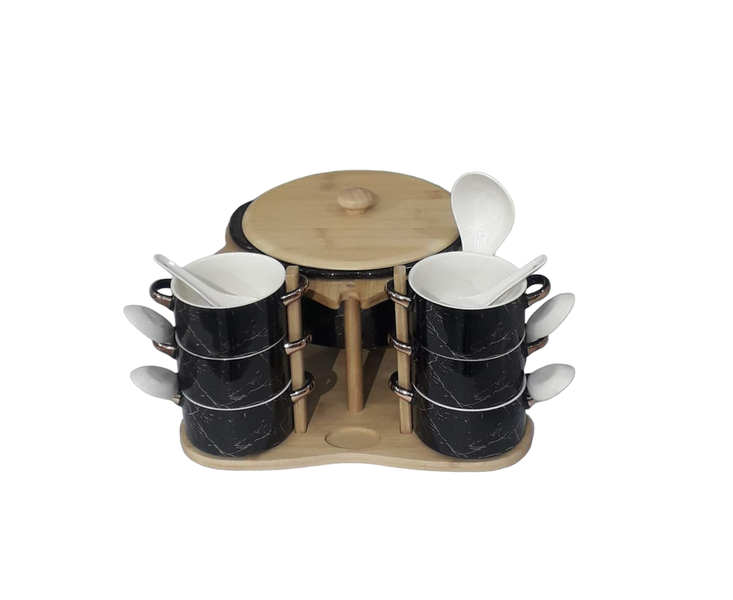 Ceramic Marble Designed Soup Tureen