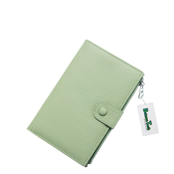 BotereuTech Genuine Leather RFID Passport Holder Travel Wallet Light Green