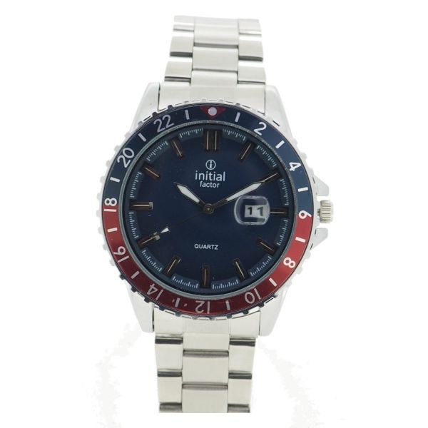 Initial Gents Metal Strap Watch With Date WK366-1