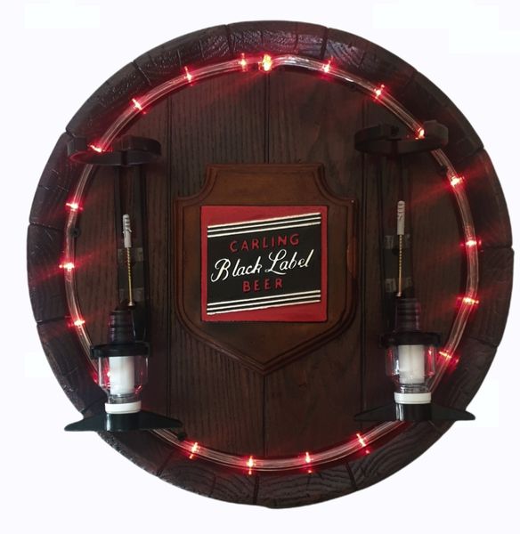 Black Label Led Round Barrel 2 x optic Liquor Dispenser