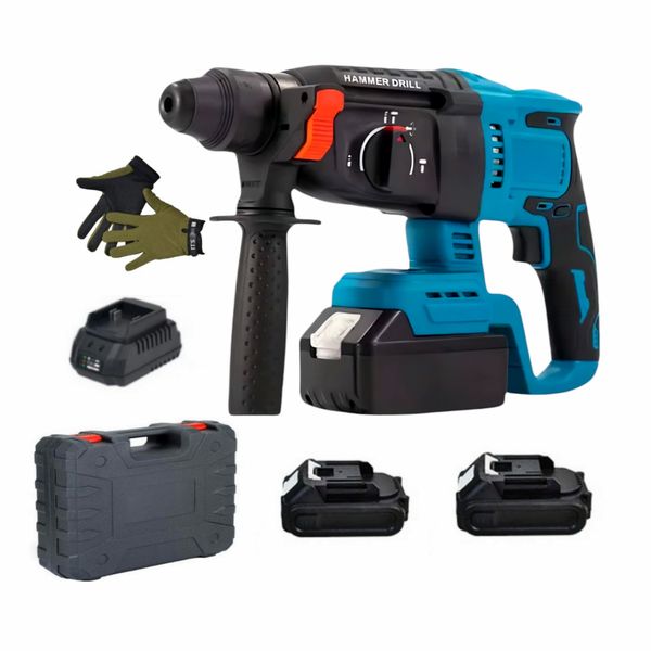 Cordless 3-In-1 26mm SDS Hammer Drill, Gloves, Case, Batteries &amp; Charger