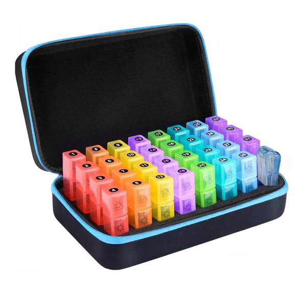 31 Day Pill Organizer with Pill Cutter &amp;Travel Case-Large Capacity Pill Box