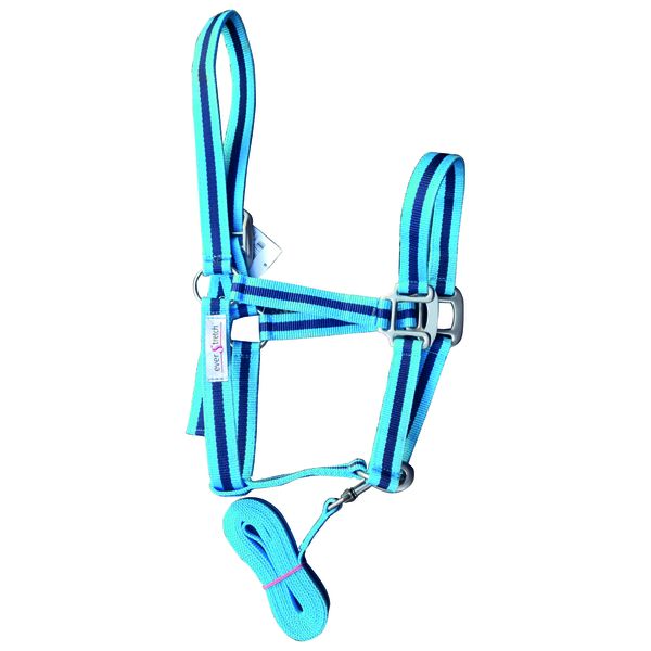 EverStretch - Nylon Halter + 2M Lead Rope Light Blue &amp; Blue