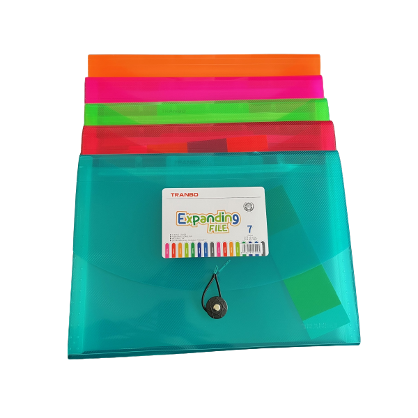 7 Pocket Expanding Files - A4 (Pack of 5) Assorted Colours