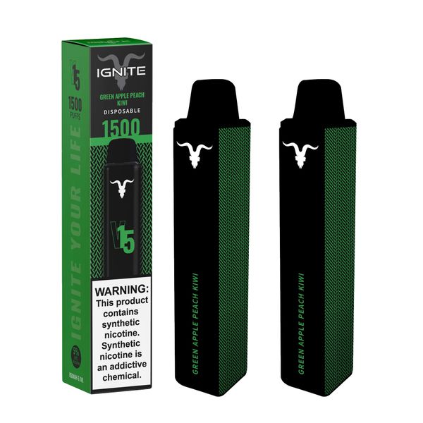 Ignite V15 Disposable Vape Pen - Green Apple Peach Kiwi - 5.1ml - 2 Pack