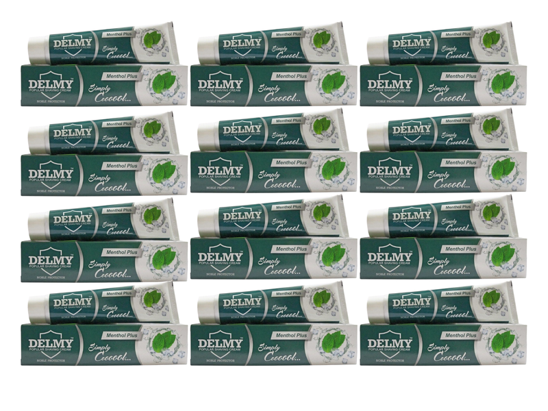 DELMY Shaving Cream - Menthol Plus (Pack of 12 - 100 g each)