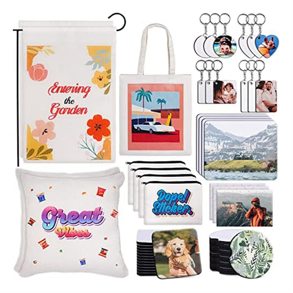 76Pcs Sublimation Blanks Products,DIY MDF Sublimation Keychain Blanks