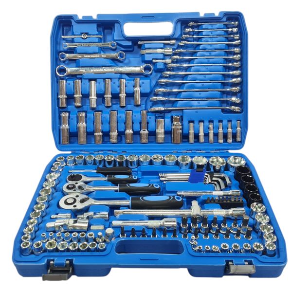 151-Piece Chrome Vanadium Socket Set - 1/4", 3/8" &amp; 1/2" Drive Tool Kit