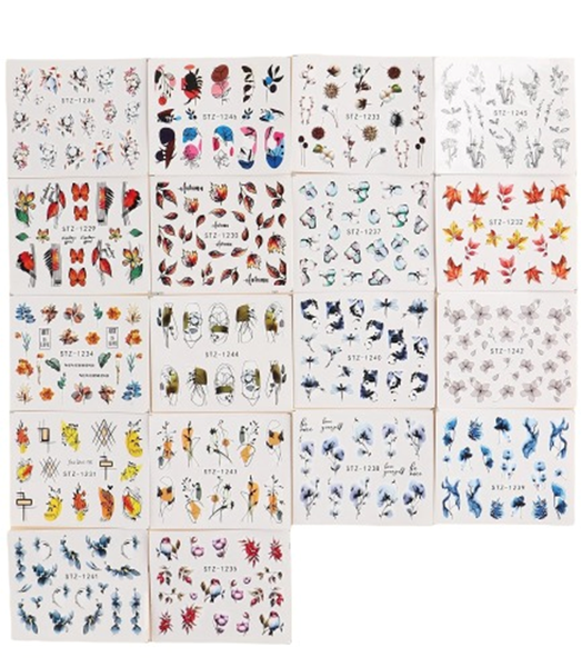 18 Sheets Butterfly Pattern Nail Art Water Decal