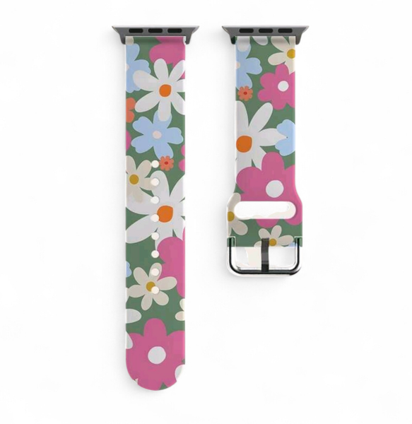 Floral Silicone Watch Band compatible with Apple Watch Series 11 42mm