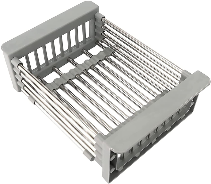 Drying Dish Rack, Telescopic Drain Basket with Adjustable Armrest