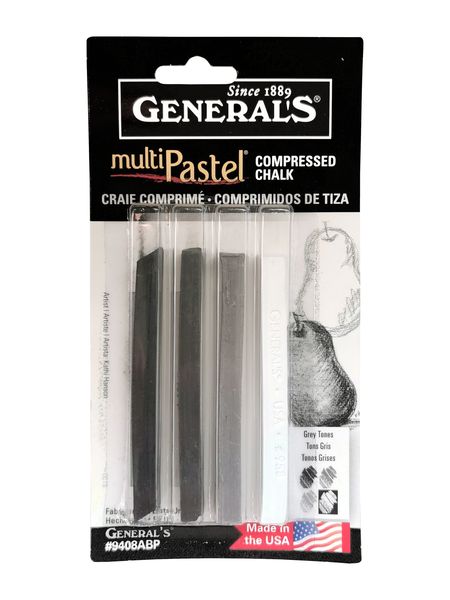 General's MultiPastel Grey Tones Compressed Chalk 4pc