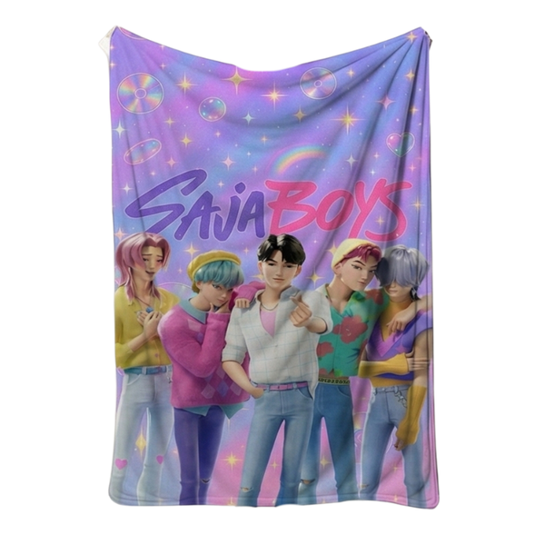 Saja Boys K-Pop Style Flannel Fleece Throw Blanket - Large (150cm x 200cm)