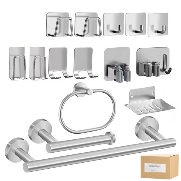 Heartdeco 15 pieces Stainless Steel Bathroom Towel Rack Set 60cm