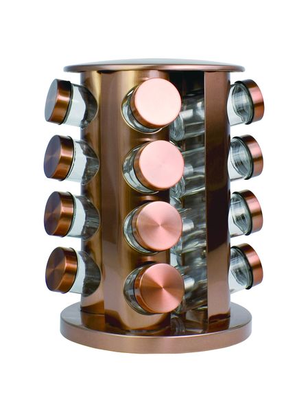 Optic Stainless Steel Spice Rack 16 Piece - Copper