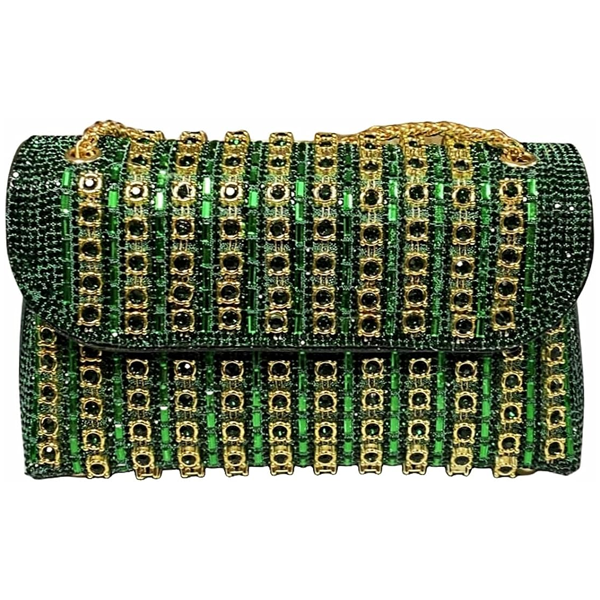 Square sequin evening clutch diamond Chain Evening Bag