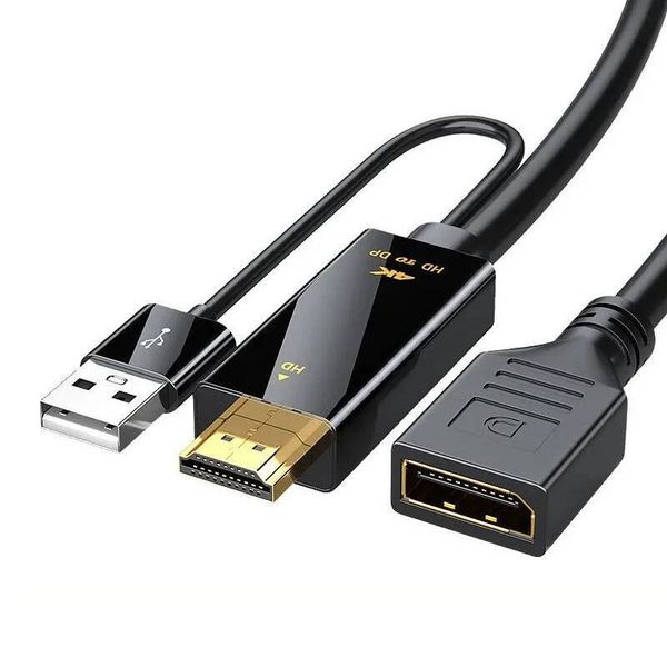 4K@60Hz HDMI-compatible Male to DisplayPort Female Adapter with USB Power,