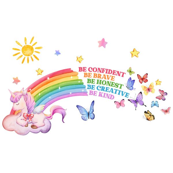 Rainbow Unicorn Stars Wall Decal Background Decoration Wall Stickers