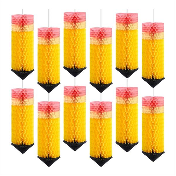 12 Pcs Hanging Pencil Lanterns Honeycombs Decorations Back to School Classr