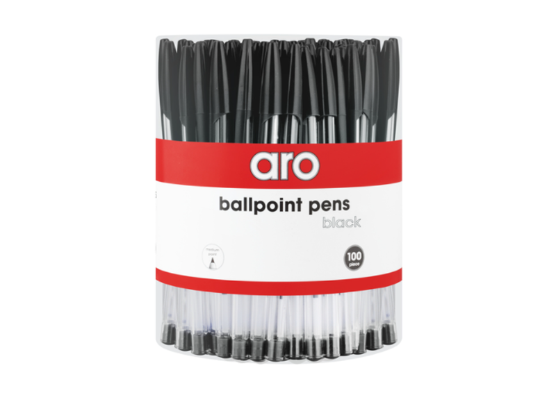 ARO Stick Ballpoint Pen Black 100's