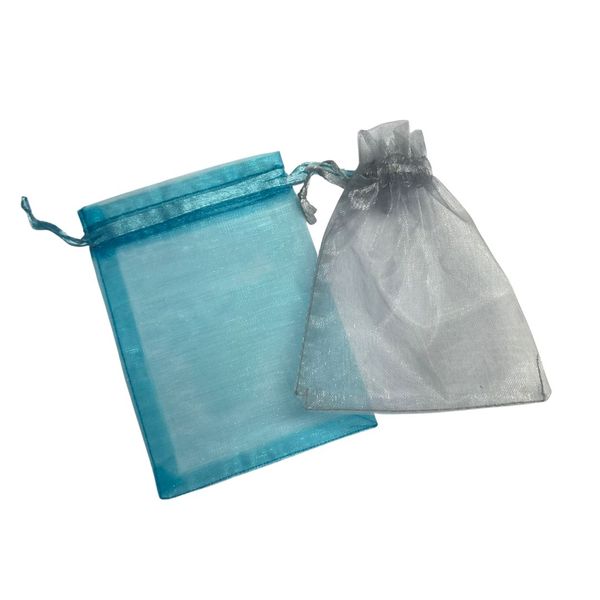 Drawstring Gift Bags, Organza Jewelry Pouches Set of 24 - Black &amp; White
