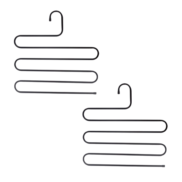 S-Shaped 5-Tier Hanger Set, Black, 2-Pack