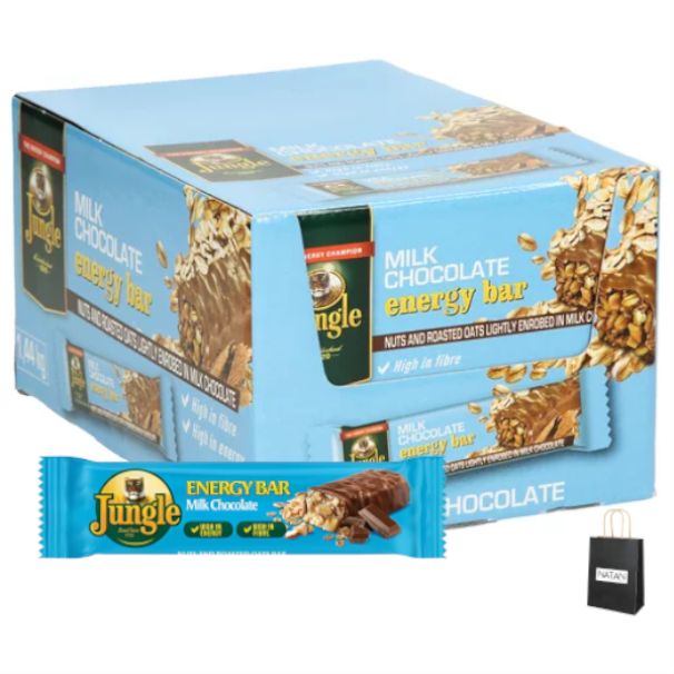 Jungle Energy Bars Box of 30 x 48g Milk Chocolate + Gift Bag Natan