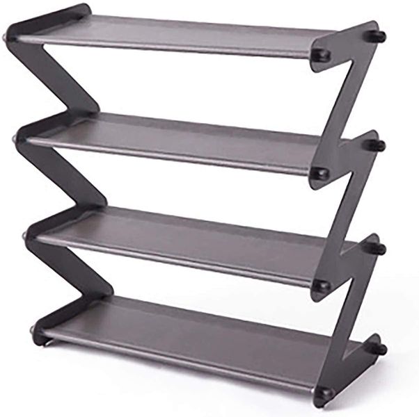Z-Shaped 4-Tier Shoe Rack, Space-Saving Easy-to-Assemble